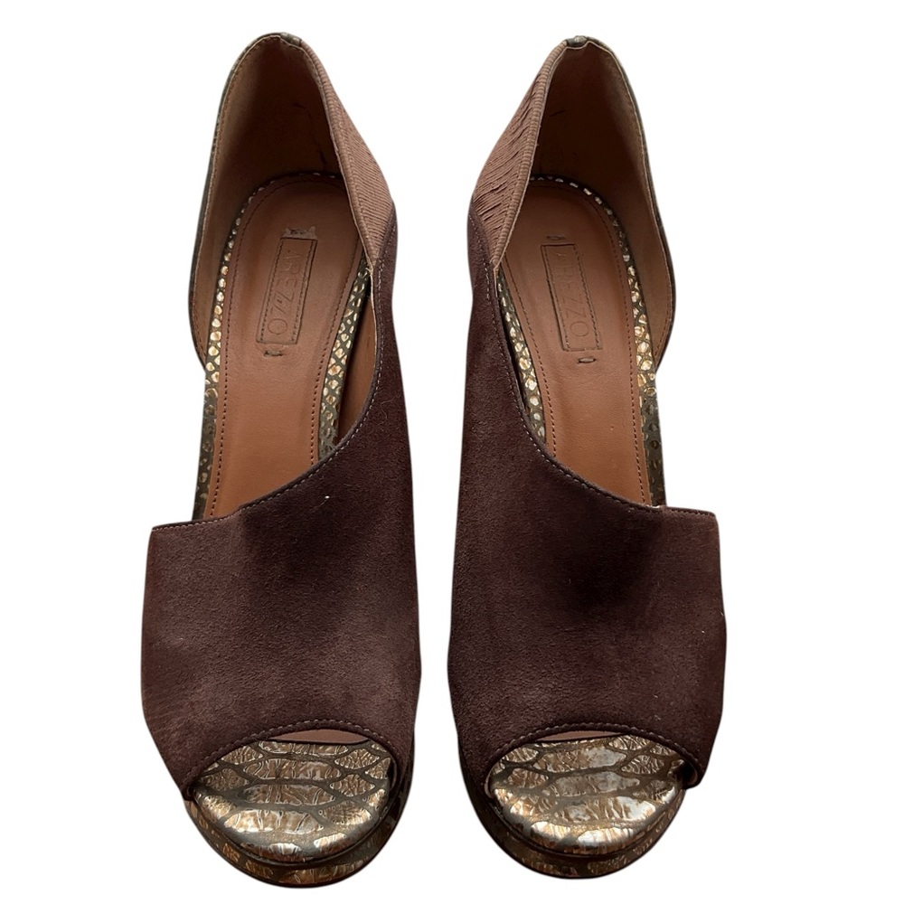 Arezzo Chic Brown Peep Toe Heels Size 7